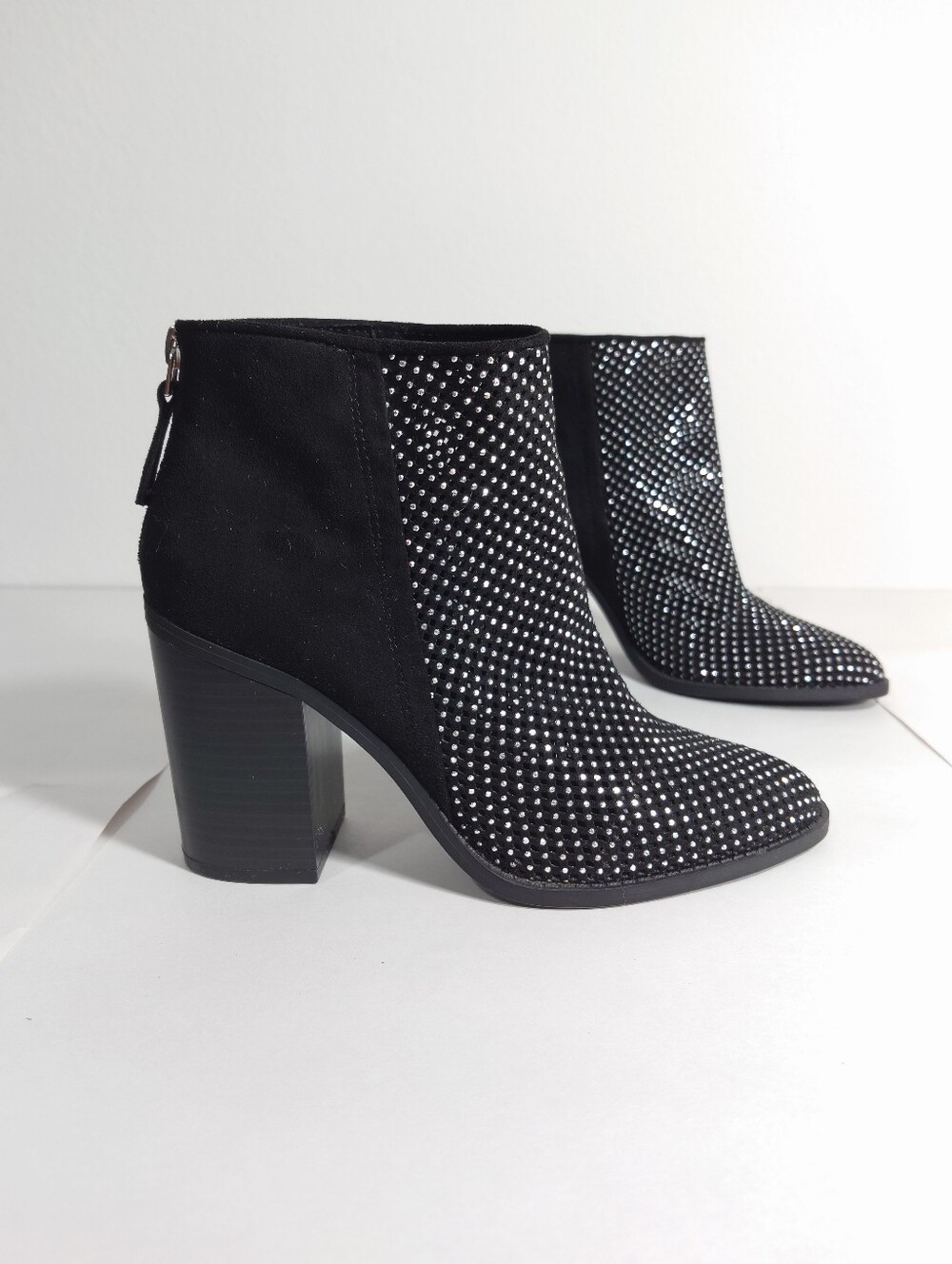 Madden Girl Rhinestone Mesh Ankle Booties Womens 7M Black
